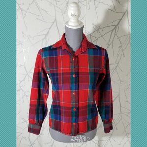 Pendleton VTG Red Plaid Wool USA Made Button Front Shirt